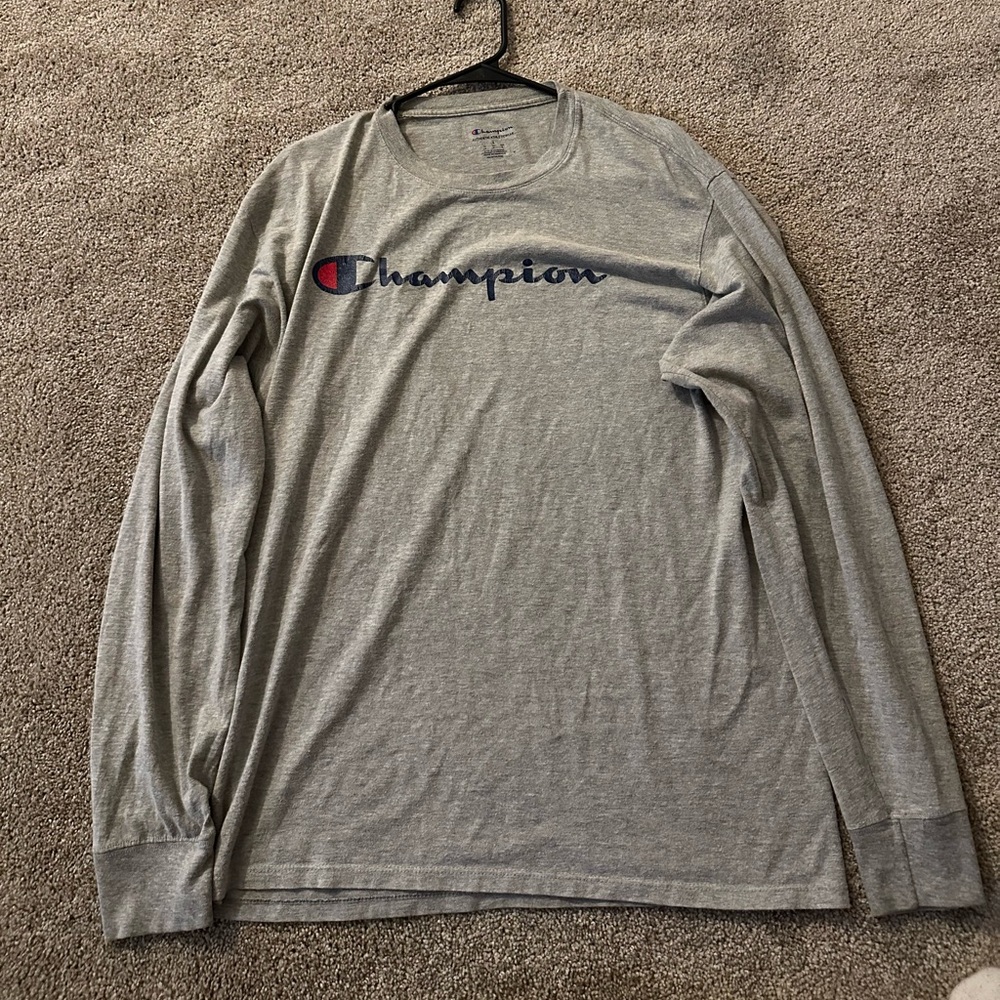 Champion Men's Heather Gray Long Sleeve Tee